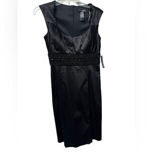 NWT Bisou Bisou Black Satin Midi Dress